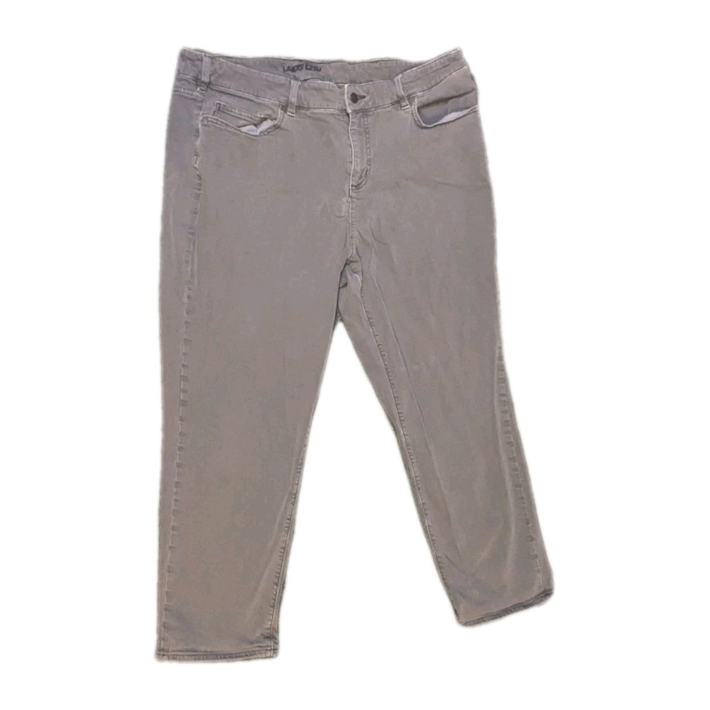 Lands End Straight Jeans Gray Women's Size 38x28 Comfy Stretch Denim Pants